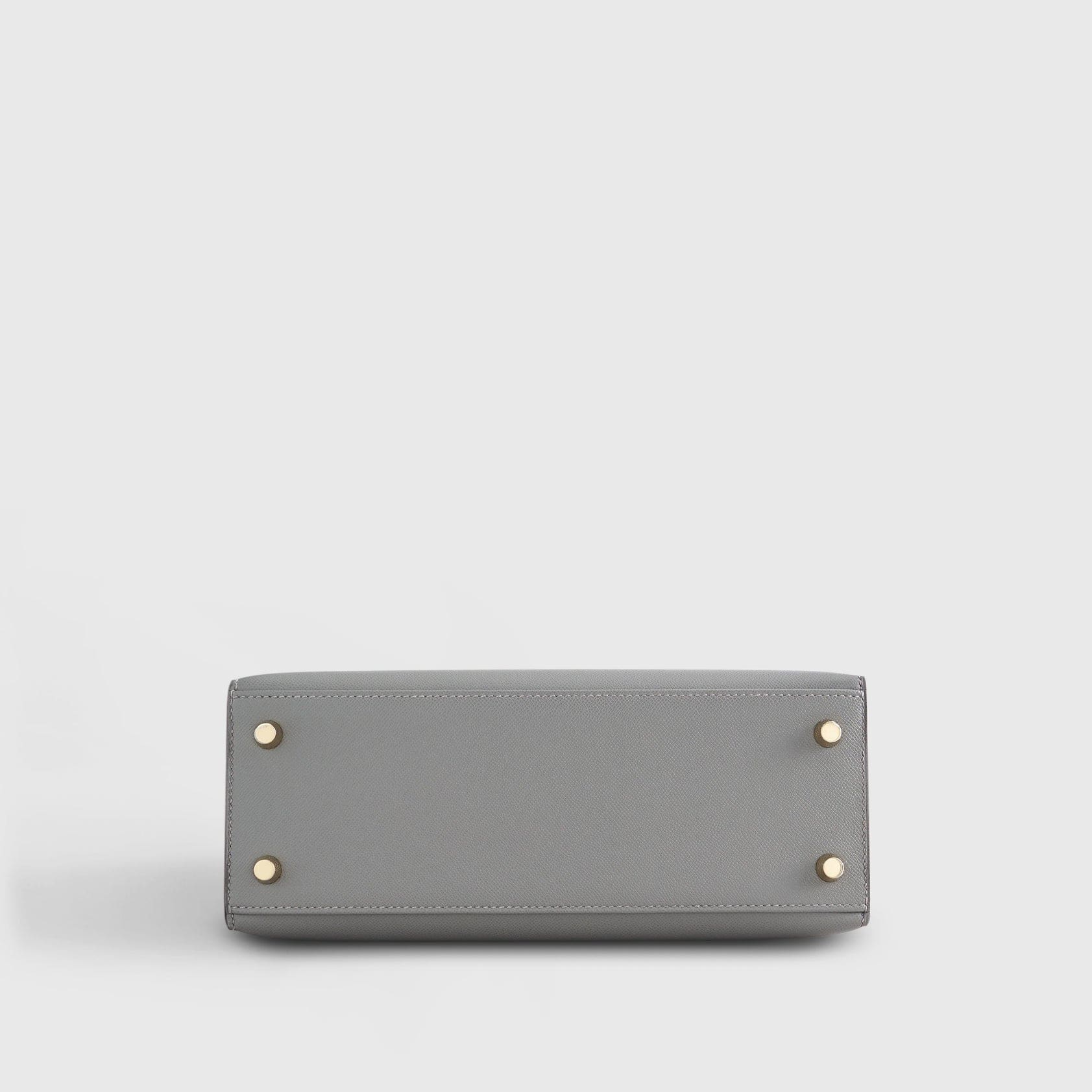 HERMES Kelly 25 Veau Madame Gris Meyer Sellier Gold Hardware