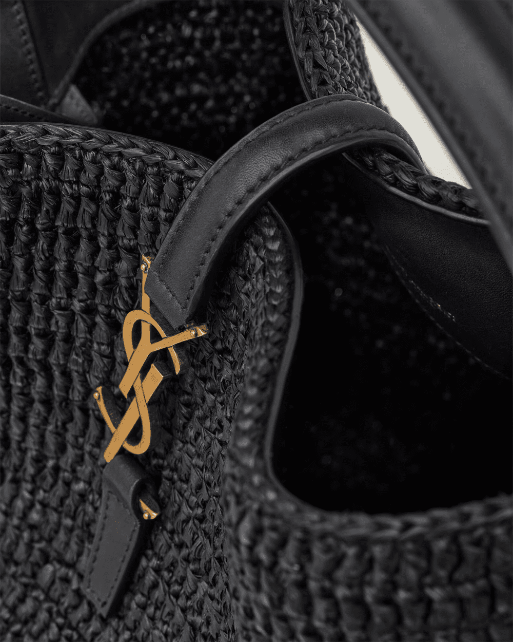 Saint Laurent le 37 in woven raffia and vegetable-tanned leather