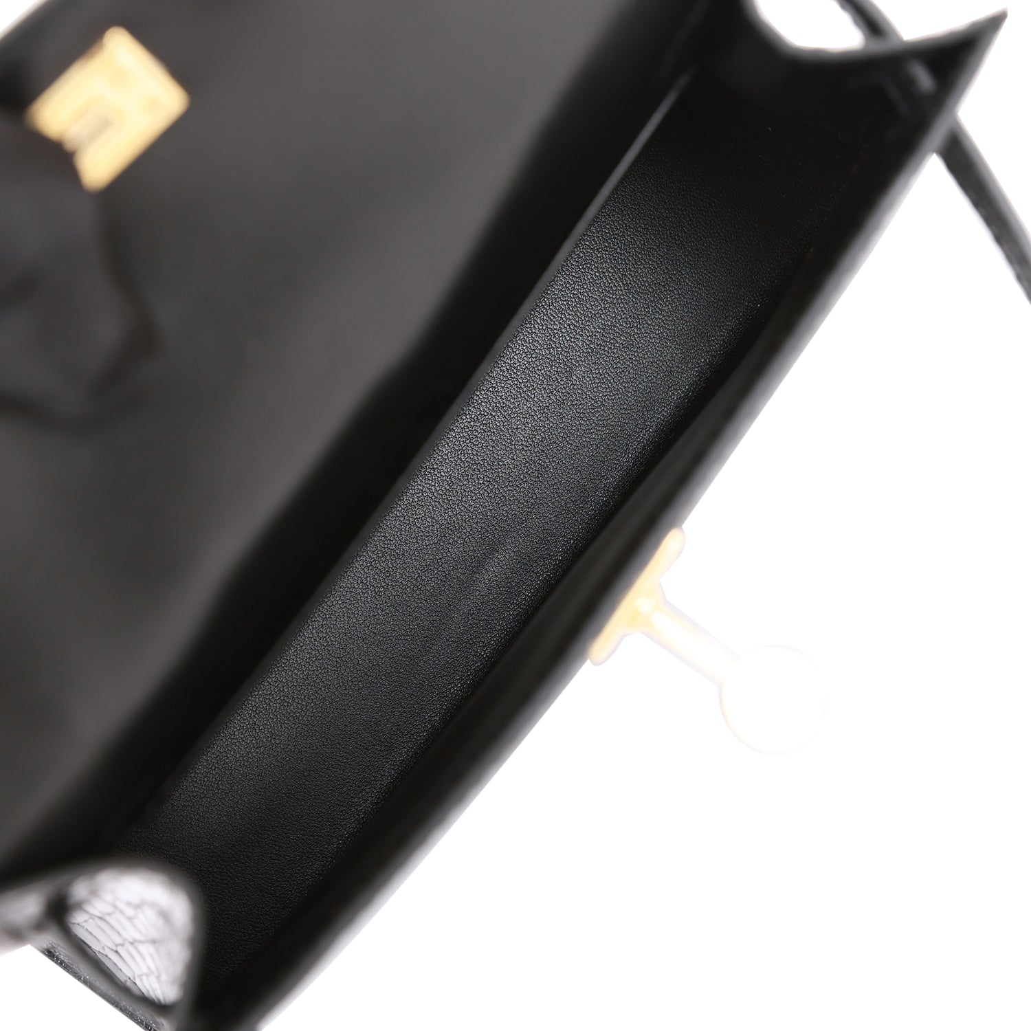 HERMES Kelly Sellier 20 Black Shiny Alligator Gold Hardware