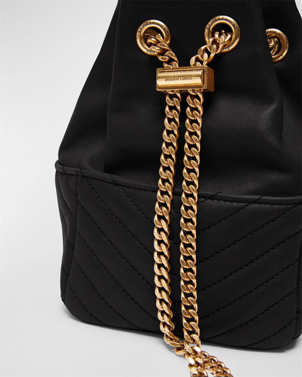 Saint Laurent Joe Mini YSL Bucket Bag with Adjustable Strap in Smooth Leather