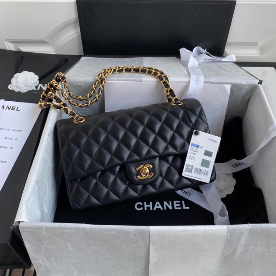 CHANEL CLASSIC HANDBAG Lambskin & Gold Metal