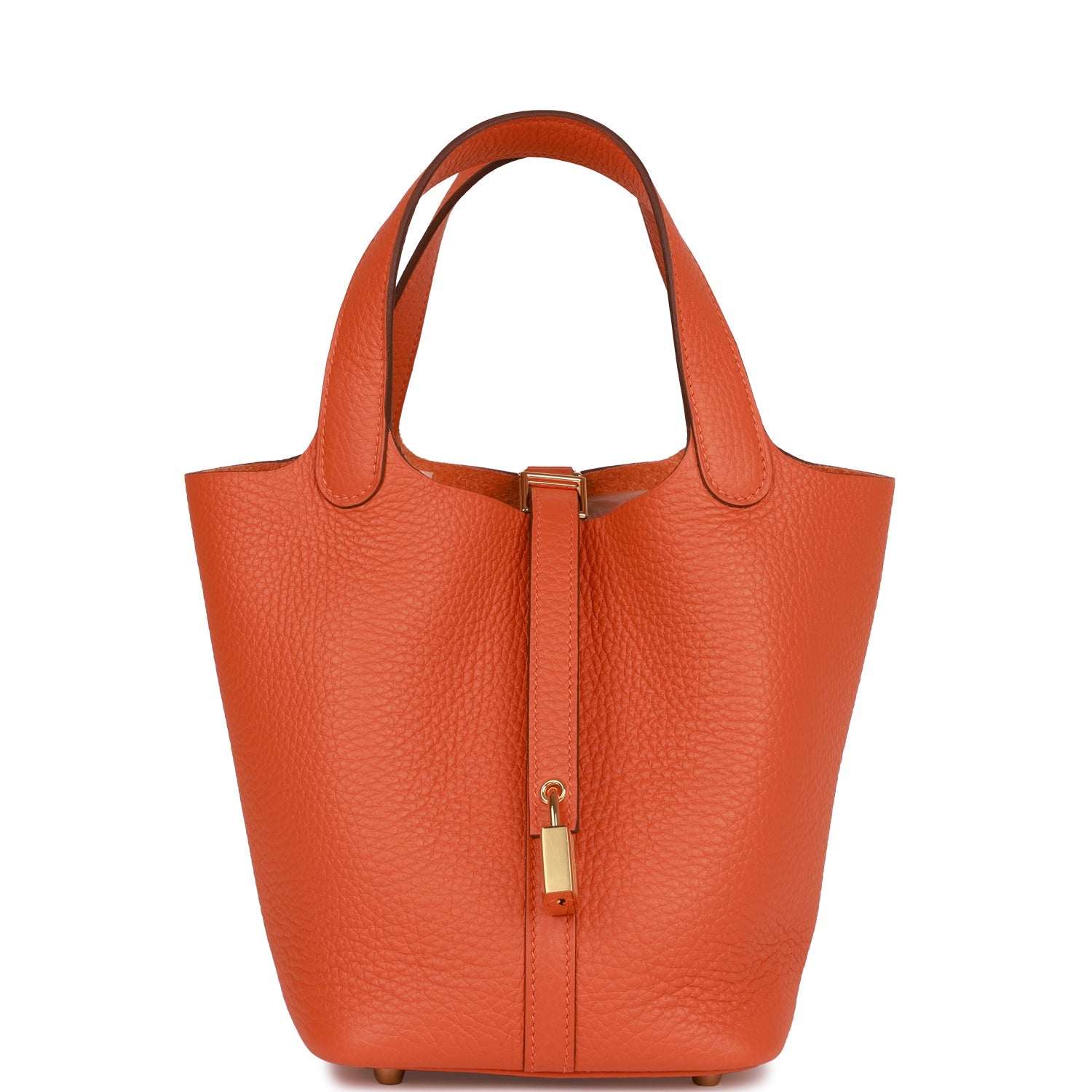 HERMES Picotin Lock 18 Orange Clemence Gold Hardware