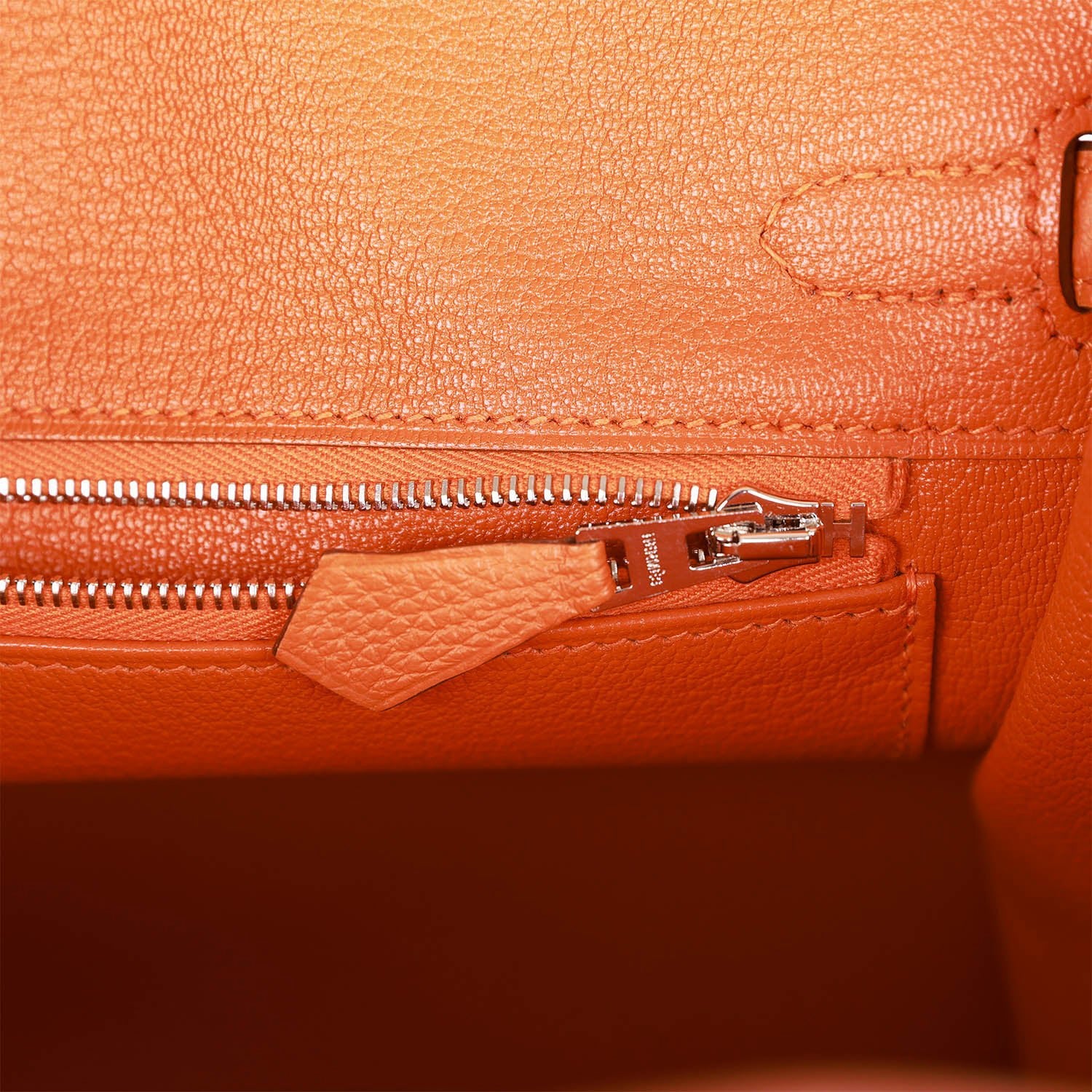 HERMES Birkin 25 Orange Togo Palladium Hardware
