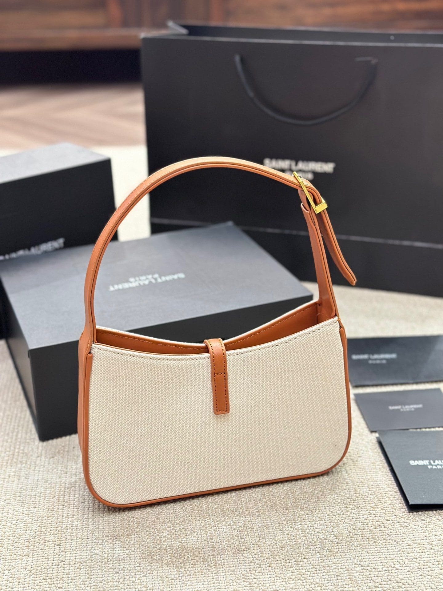 SAINT LAURENT LE 5 ?? 7 IN CANVAS AND LEATHER