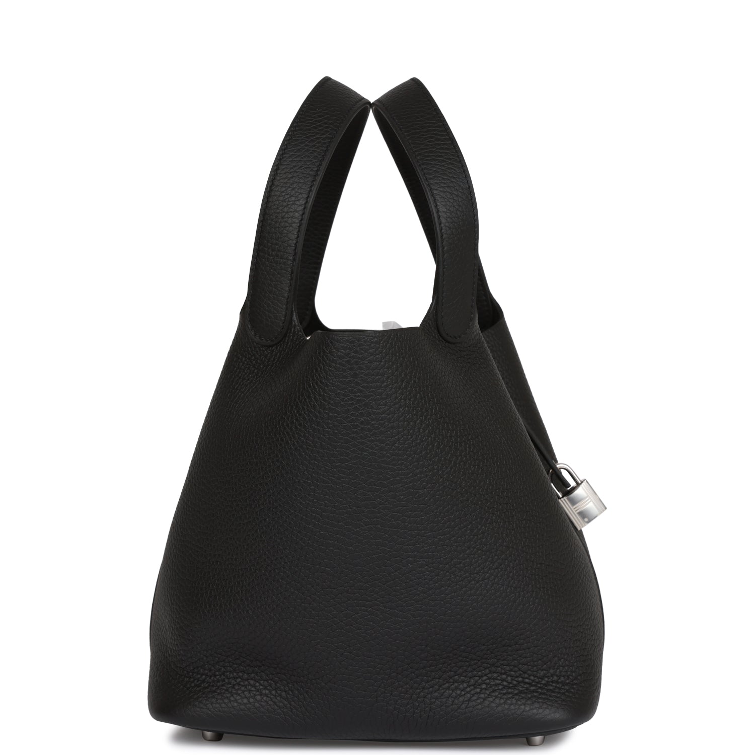 HERMES Black Clemence Picotin Lock 22cm Palladium Hardware