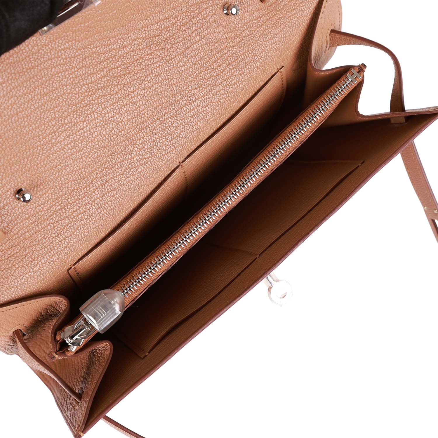 HERMES Kelly Wallet To Go Quebracho Chevre Palladium Hardware