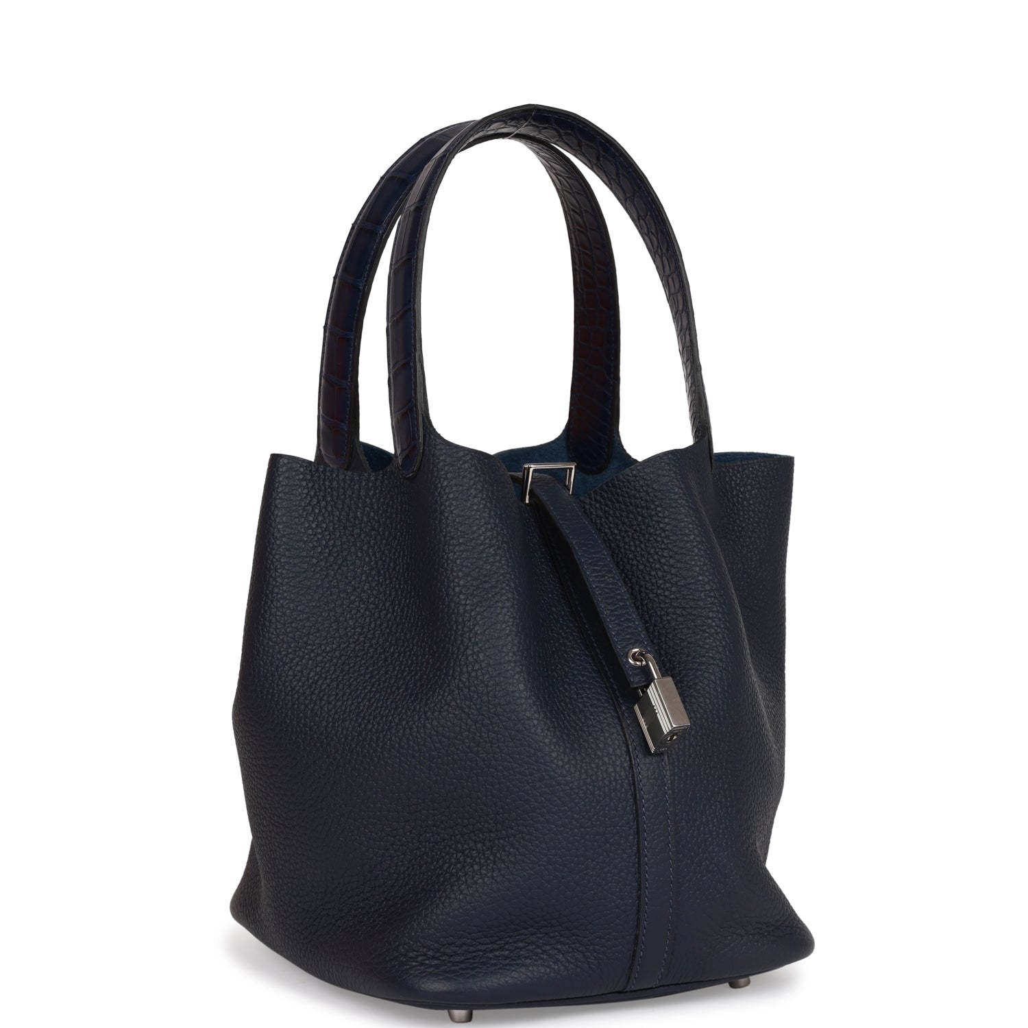 Hermes Picotin Lock 18 Bleu Nuit Clemence and Matte Alligator Touch Palladium Hardware
