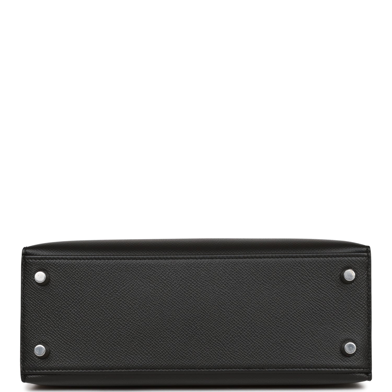 HERMES Kelly Sellier 25 Black Epsom Palladium Hardware