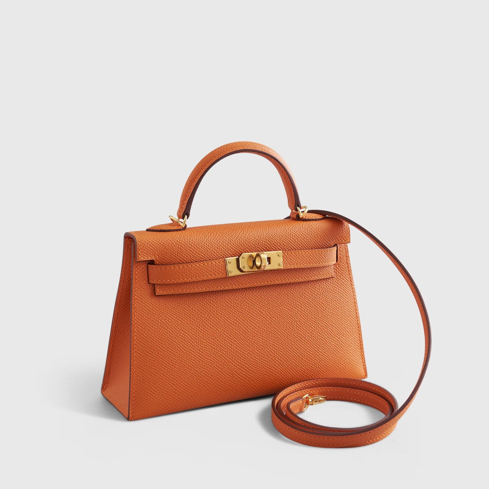 HERMES Kelly Mini Epsom Orange Gold Hardware
