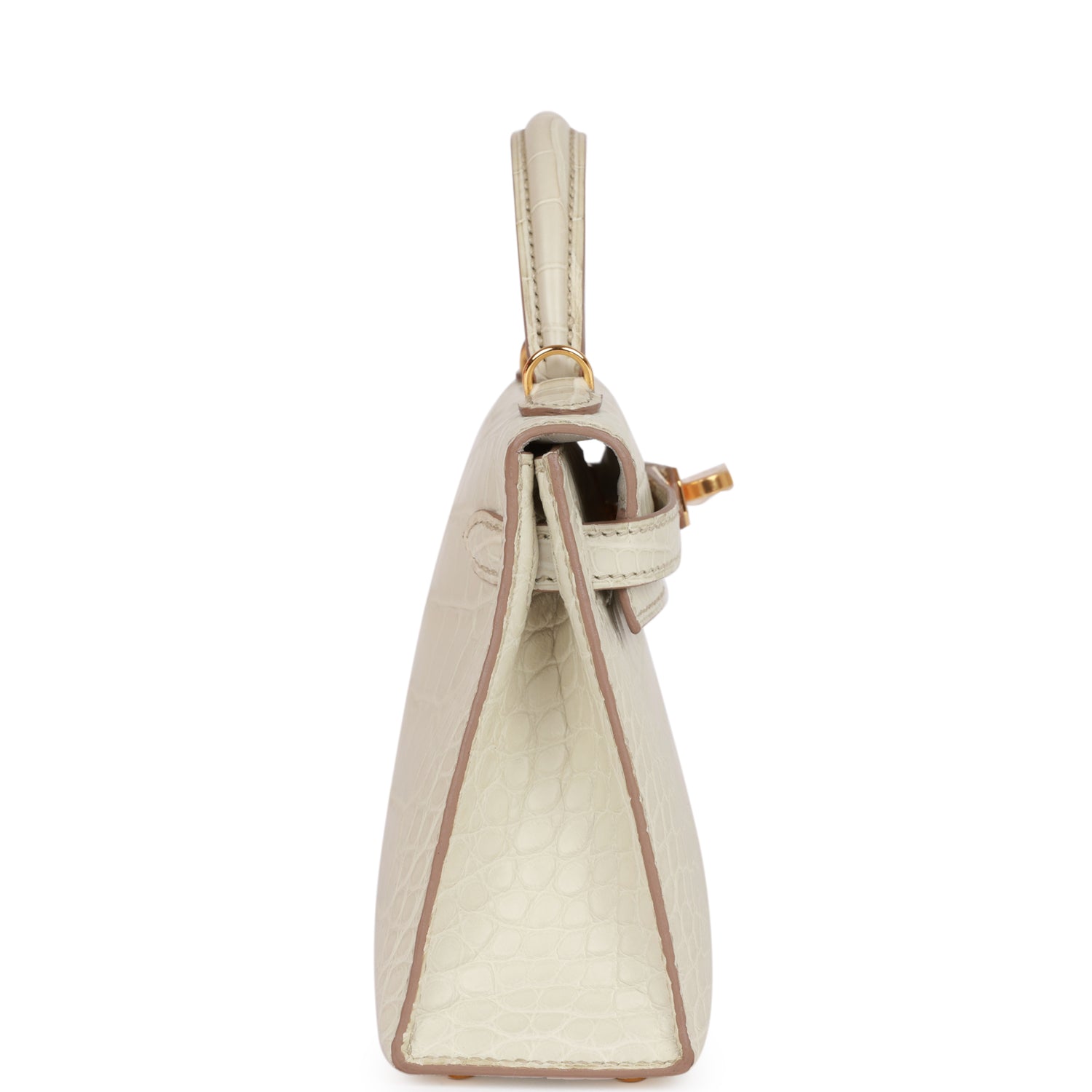 HERMES Kelly Sellier 20cm Beton Matte Alligator Gold Hardware