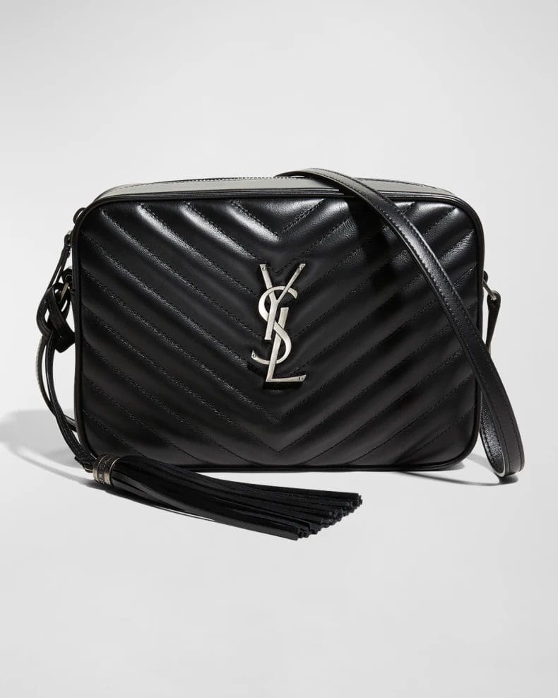 Saint Laurent Lou Medium YSL Monogram Calfskin Camera Crossbody Bag ?C Aged Silver Hardware
