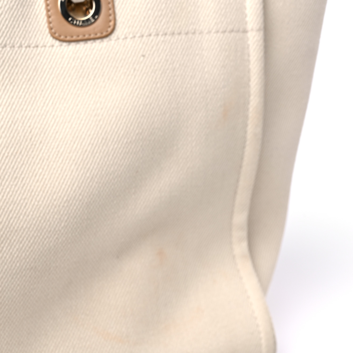 CHANEL Canvas Pearl Large Deauville Tote Ecru Beige