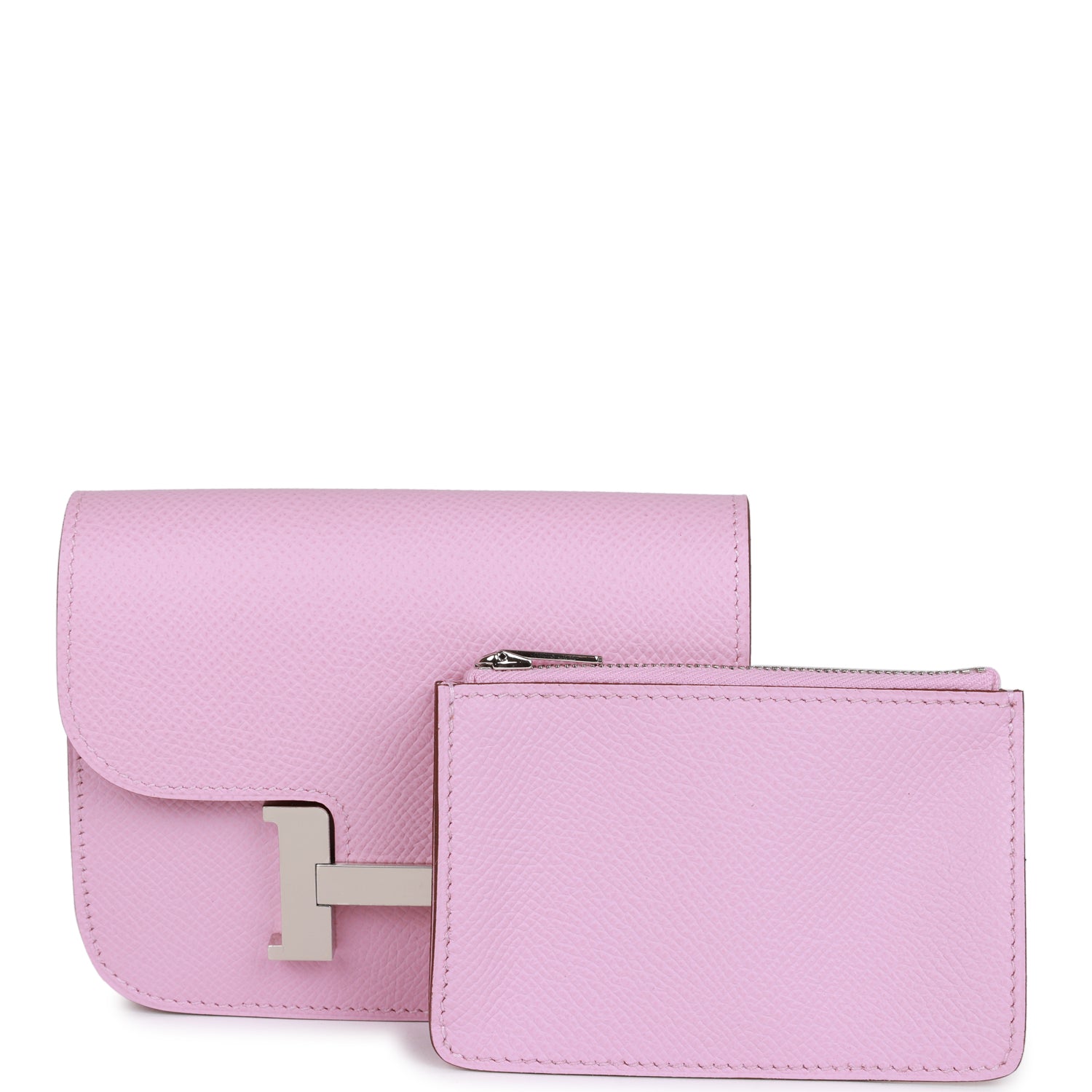 HERMES Constance Slim Wallet Mauve Syestre Epsom Palladium Hardware