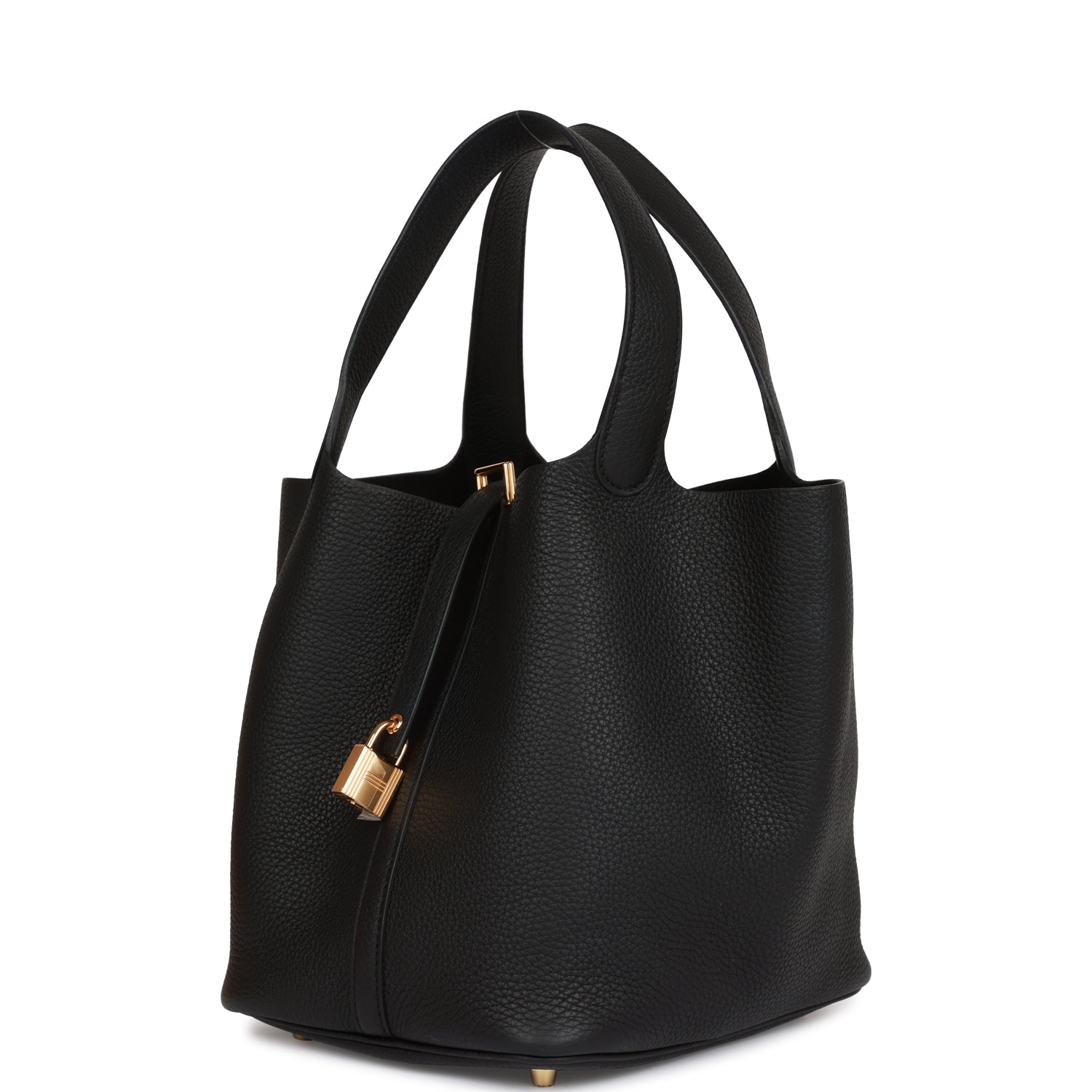 HERMES Picotin Lock 22 Black Clemence Gold Hardware