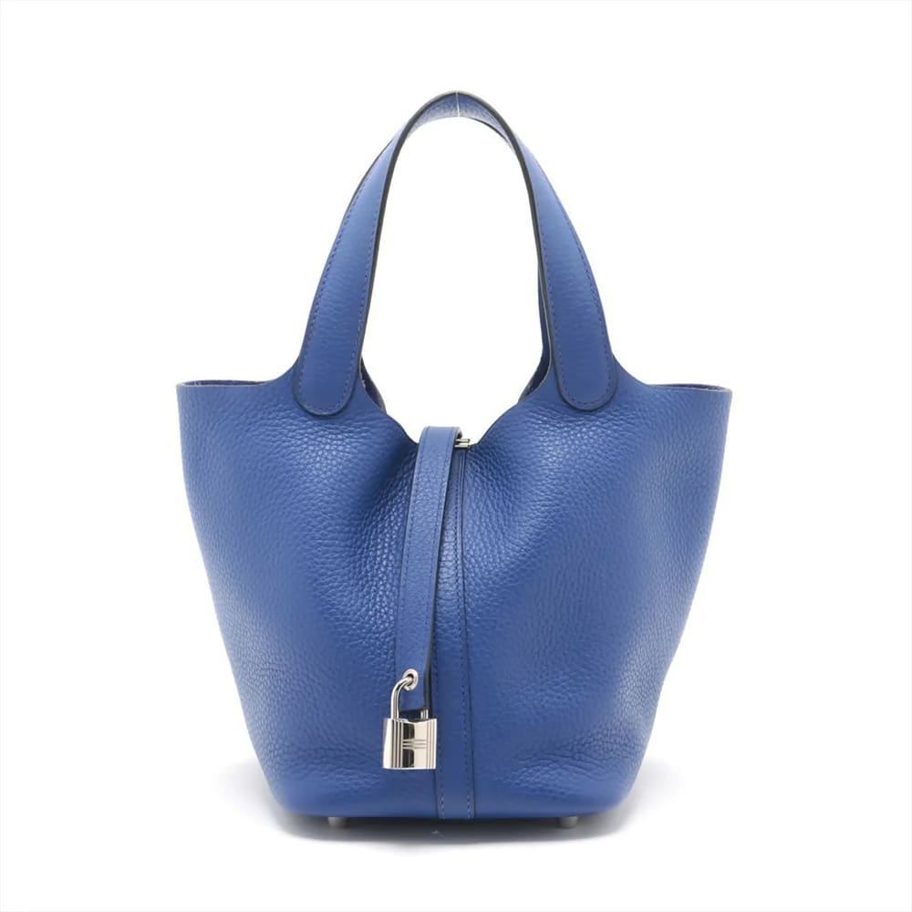 HERMES Taurillon Clemence Picotin 18 Bleu Royal with Palladium Hardware