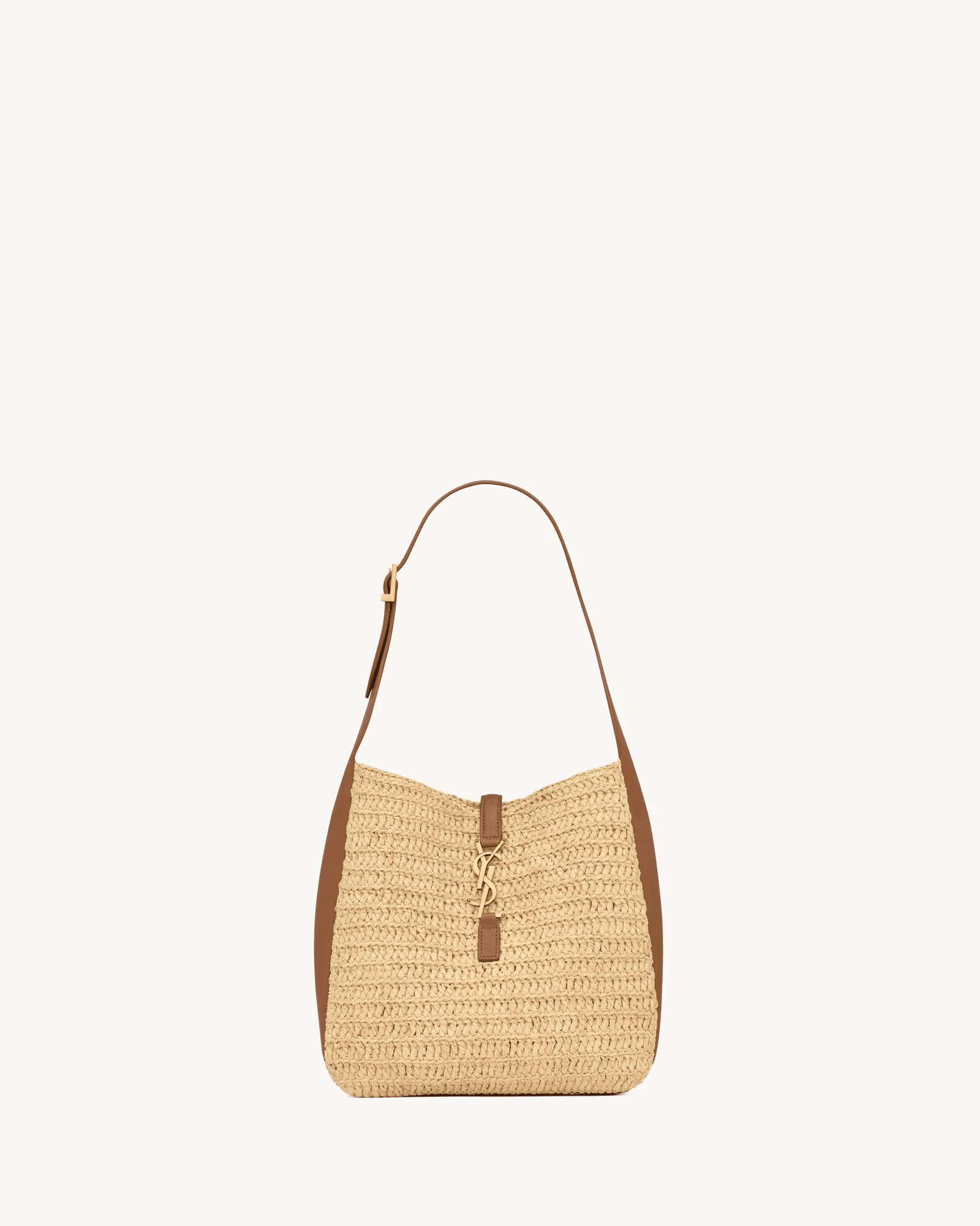 Saint Laurent le 5 ?? 7 supple small in raffia and leather