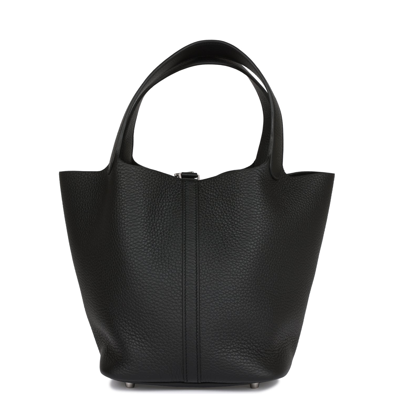 HERMES Black Clemence Picotin Lock 22cm Palladium Hardware