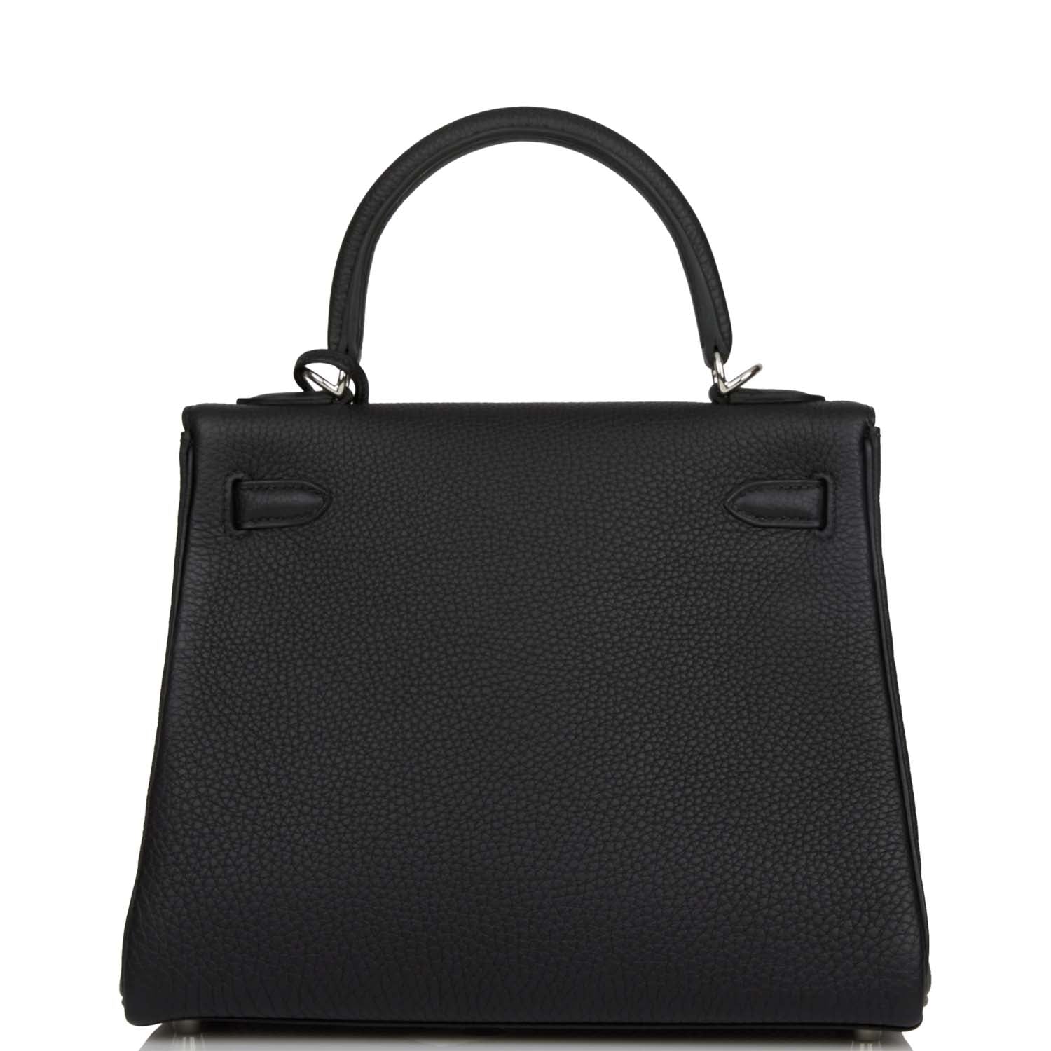 HERMES Kelly Retourne 25 Black Togo Palladium Hardware