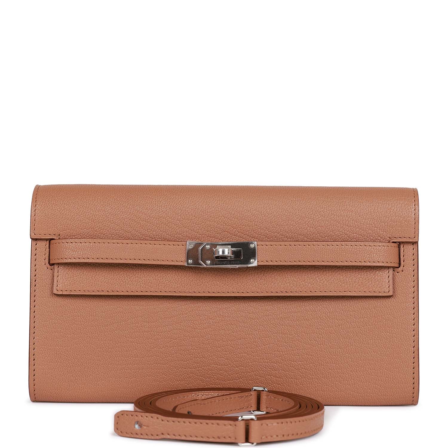 HERMES Kelly Wallet To Go Quebracho Chevre Palladium Hardware