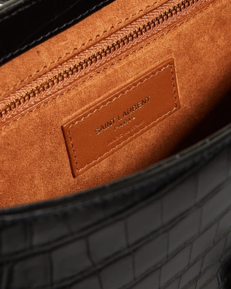 Saint Laurent Le 5 A 7 YSL Shoulder Bag in Croc-Embossed Leather