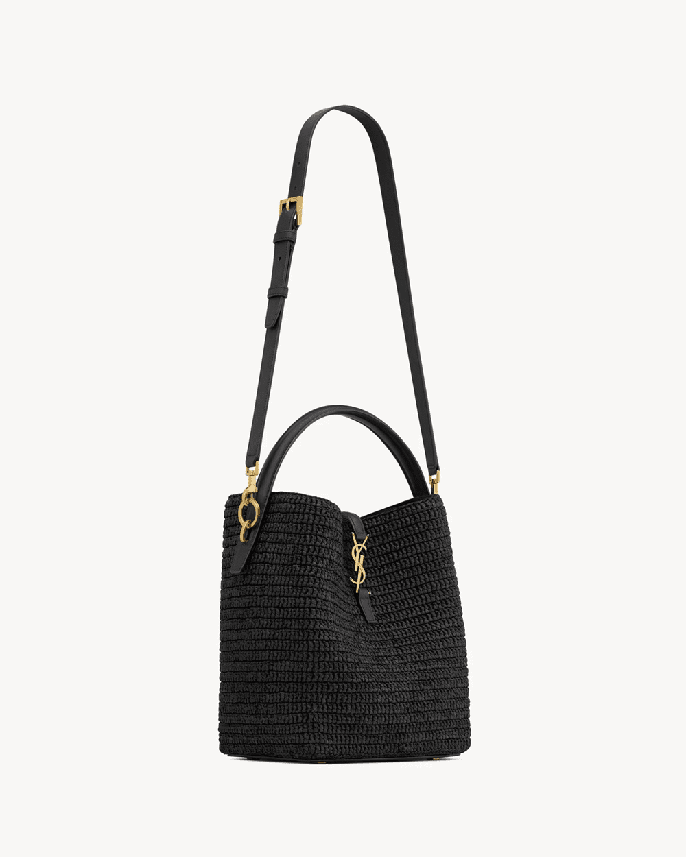 Saint Laurent le 37 in woven raffia and vegetable-tanned leather