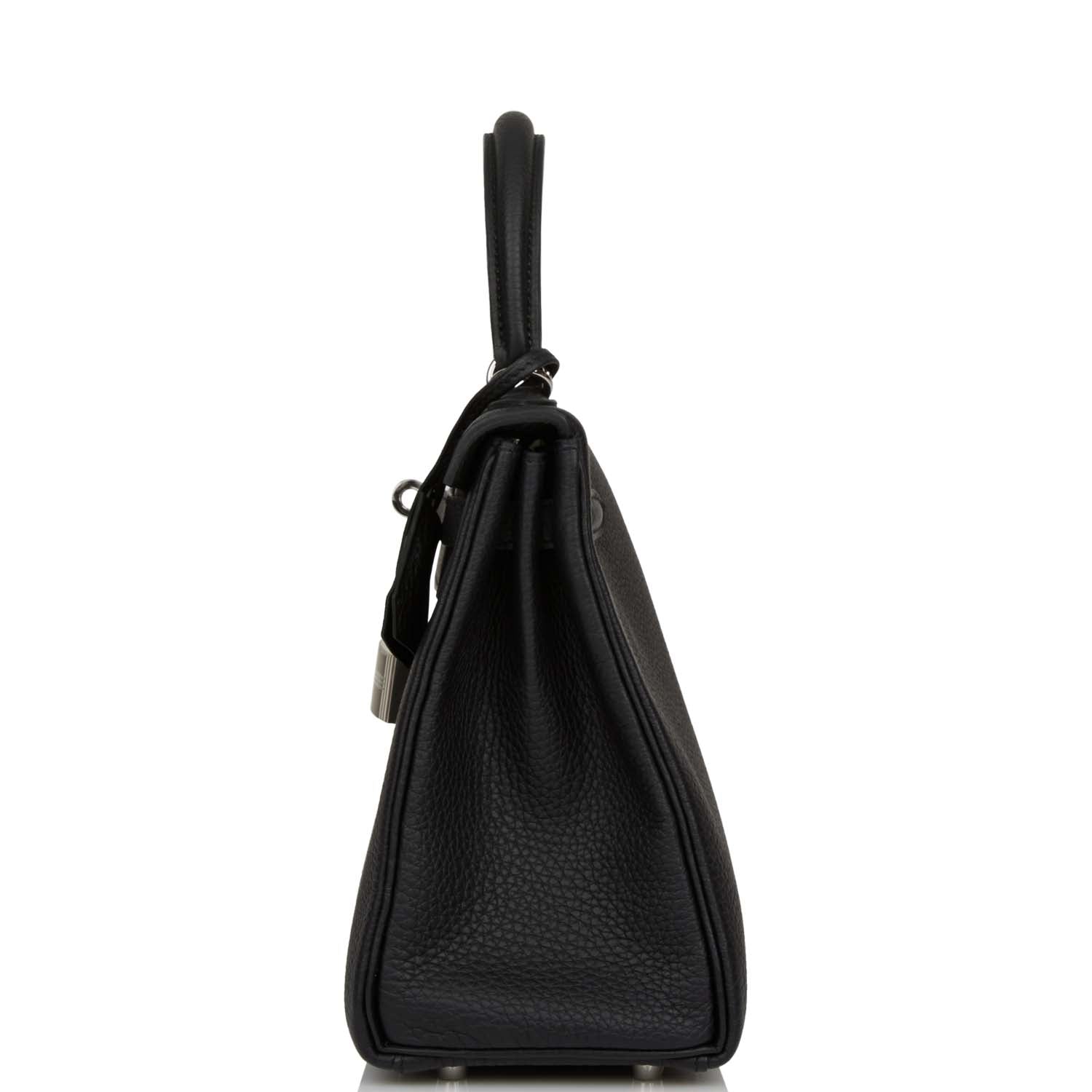 HERMES Kelly Retourne 25 Black Togo Palladium Hardware