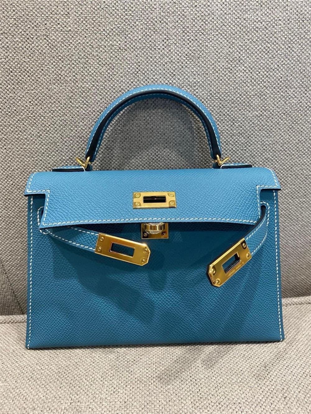 HERMES Mini Kelly Bleu Jean Epsom Gold Hardware