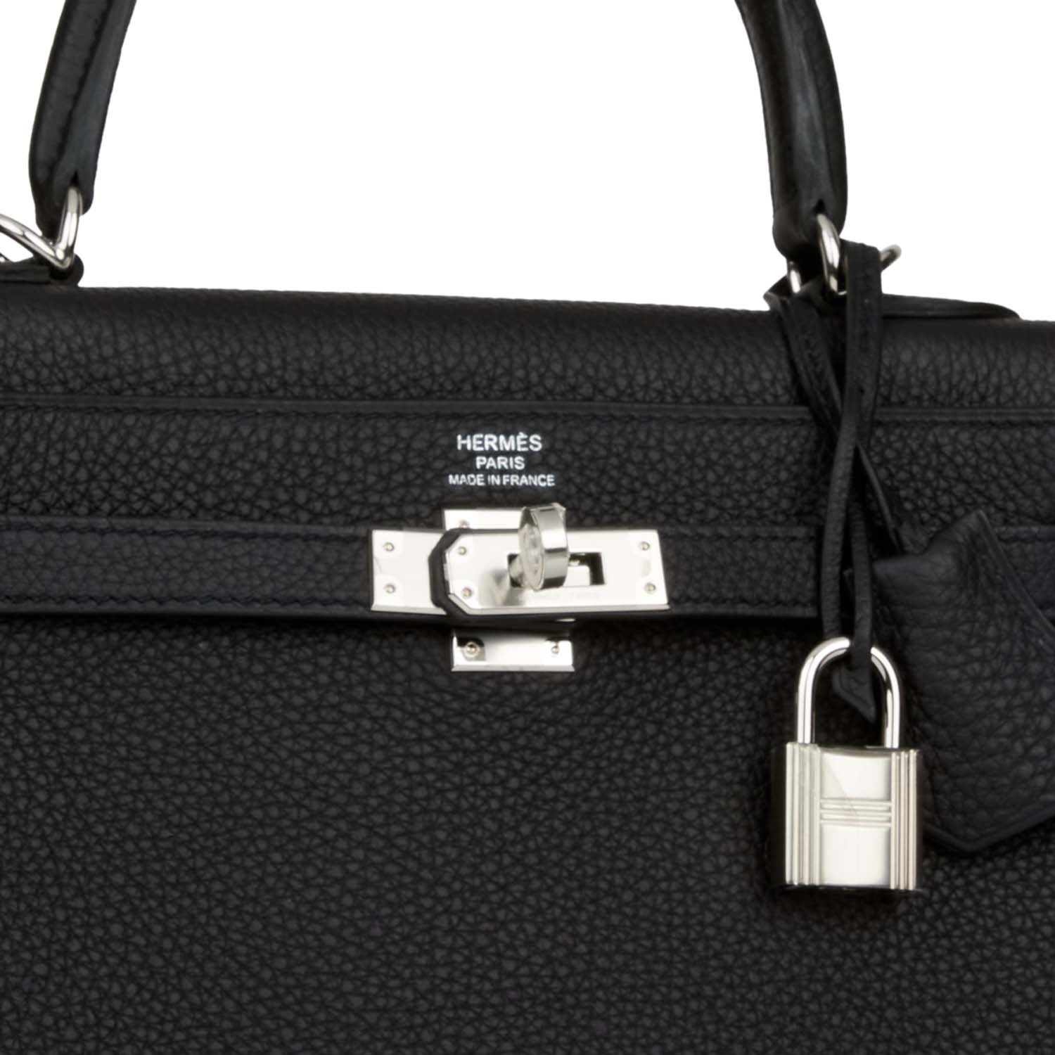 HERMES Kelly Retourne 25 Black Togo Palladium Hardware