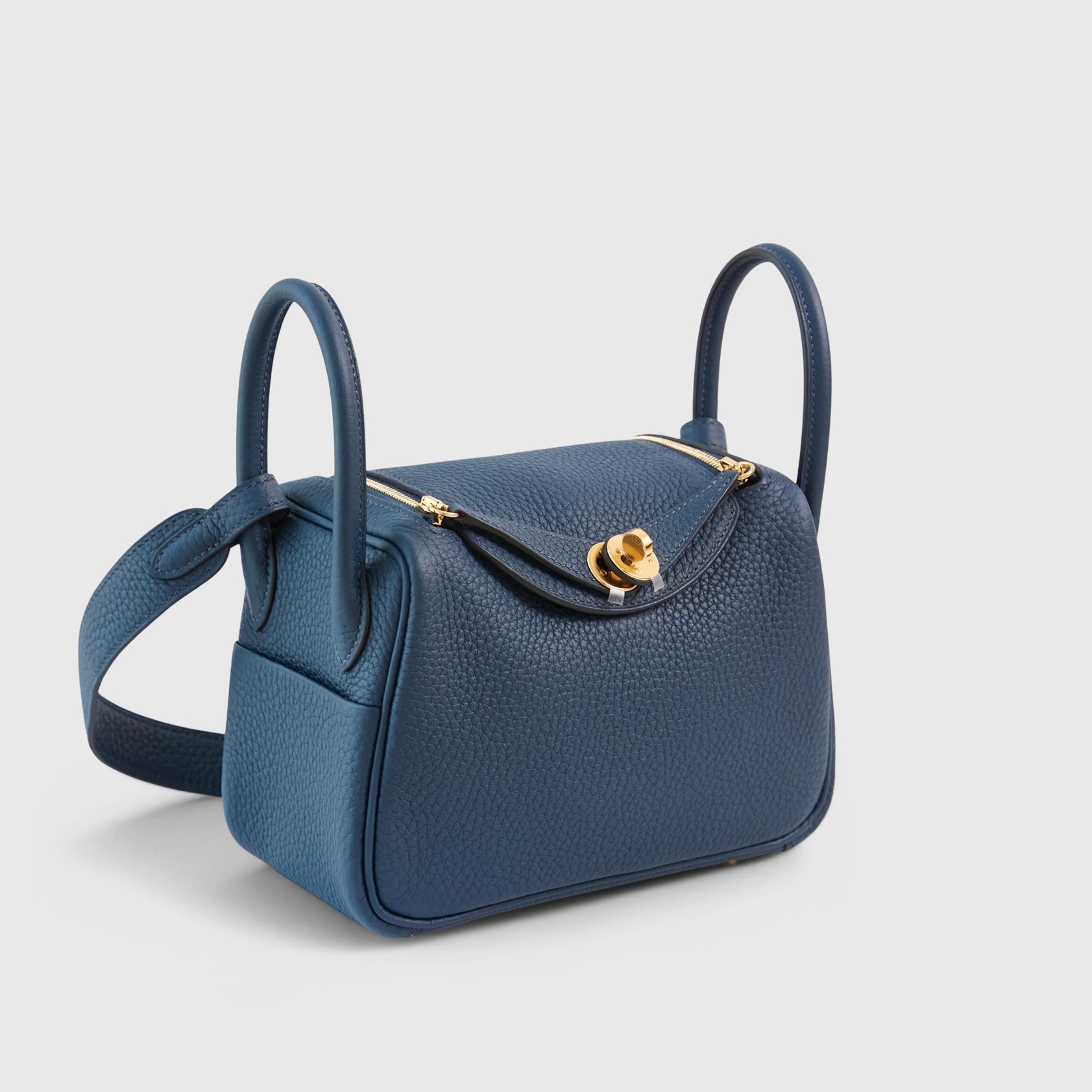 HERMES Lindy 20 Clemence Blue de Prusse Gold Hardware