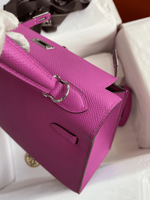 HERMES Kelly Handbag Pink Epsom with Palladium Hardware 25