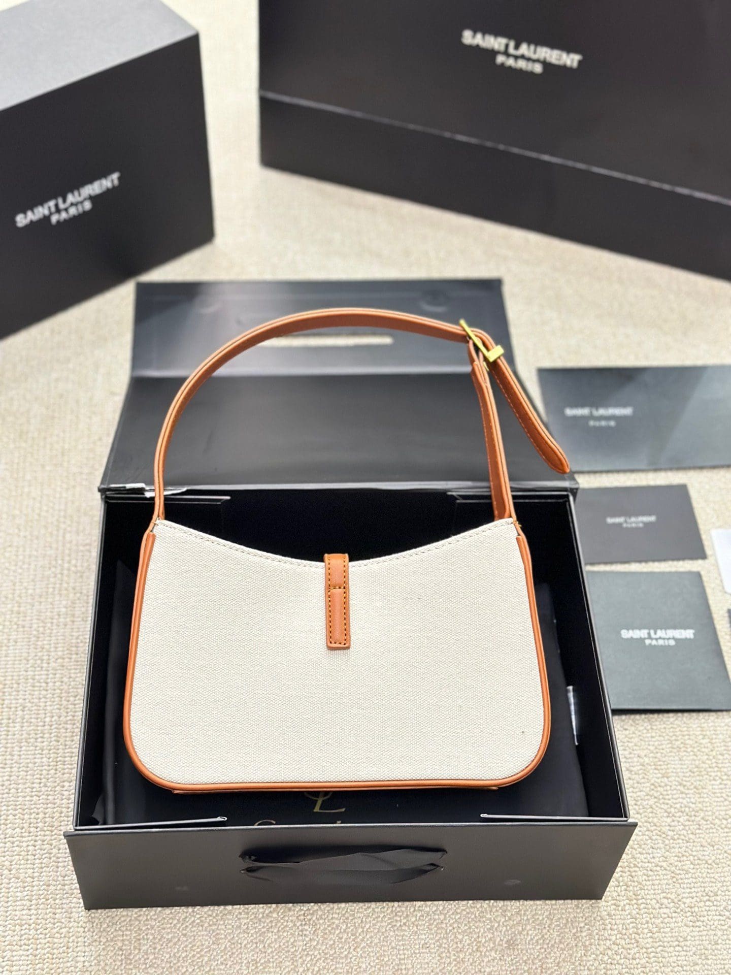 SAINT LAURENT LE 5 ?? 7 IN CANVAS AND LEATHER