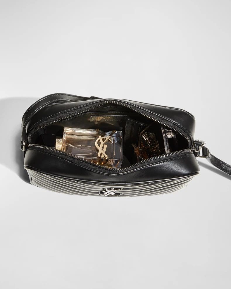 Saint Laurent Lou Medium YSL Monogram Calfskin Camera Crossbody Bag ?C Aged Silver Hardware