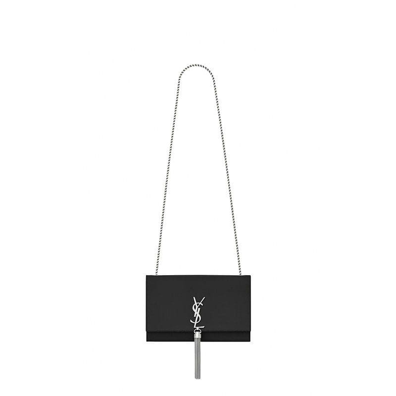Saint Laurent Medium Kate Tassel Chain Bag In Black Leather