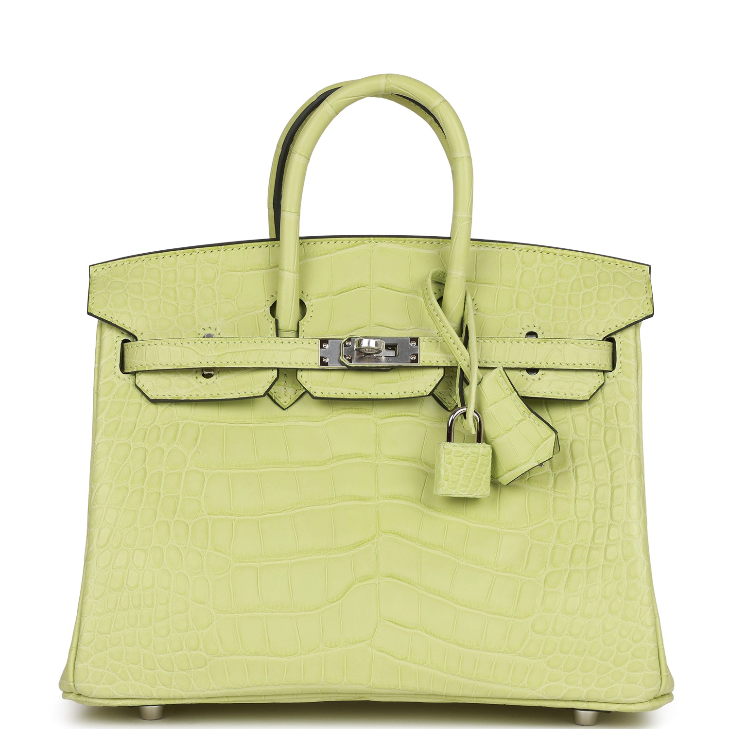 HERMES Birkin 25 Jaune Bourgeon Matte Alligator Palladium Hardware