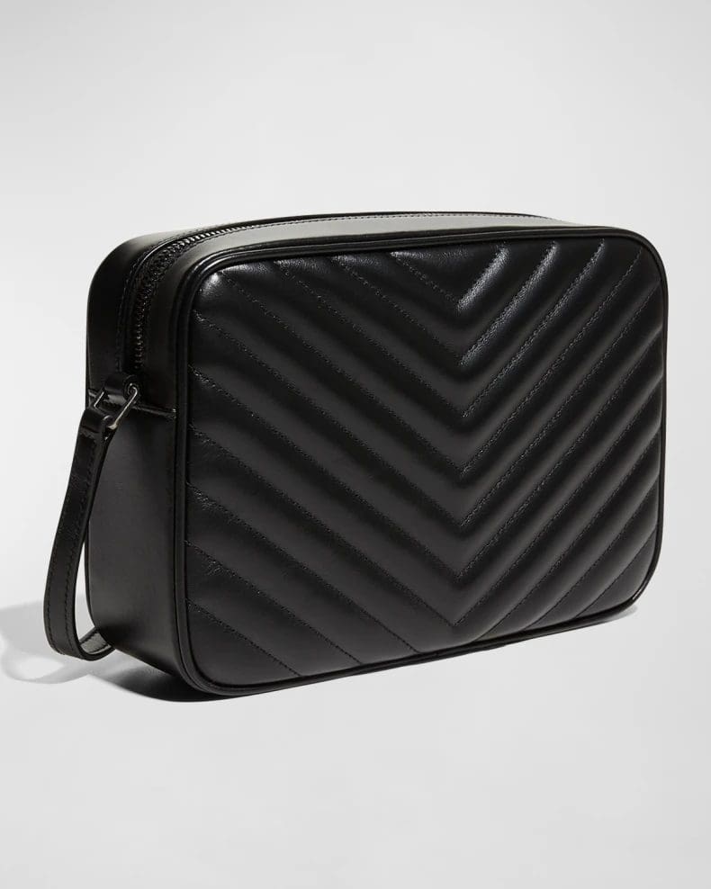 Saint Laurent Lou Medium YSL Monogram Calfskin Camera Crossbody Bag ?C Aged Silver Hardware