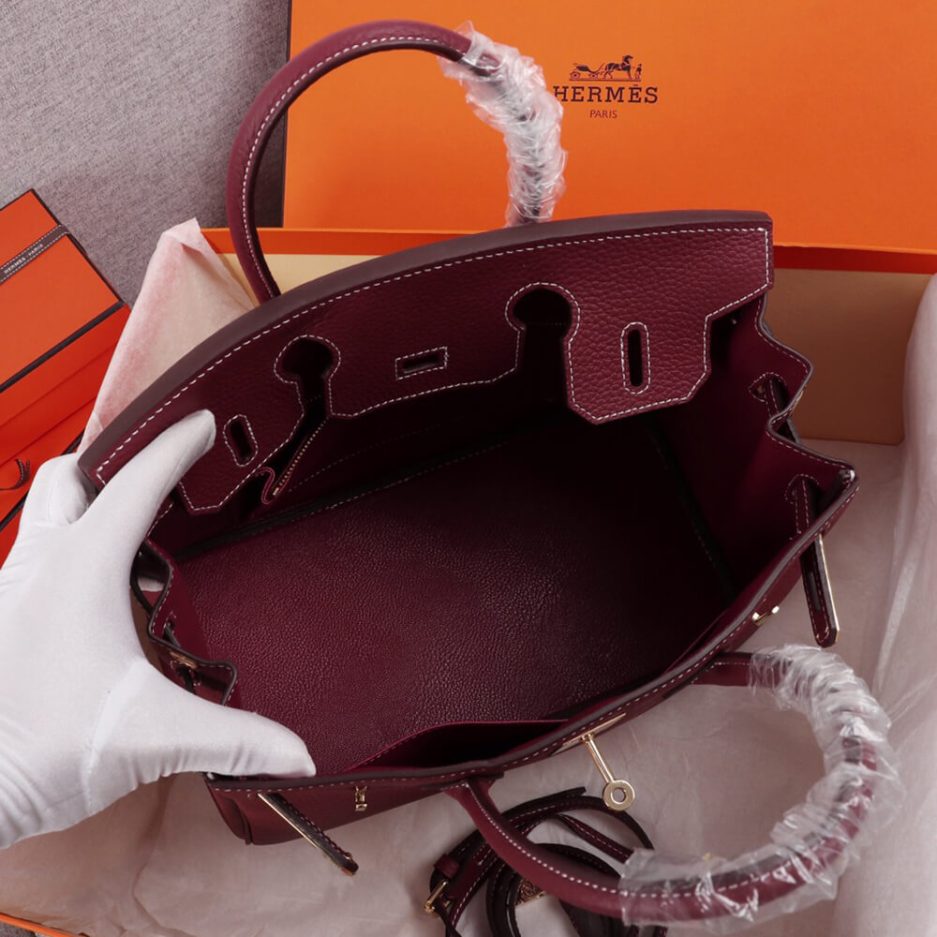 HERMES BIRKIN BAG 25 (Garnet red）