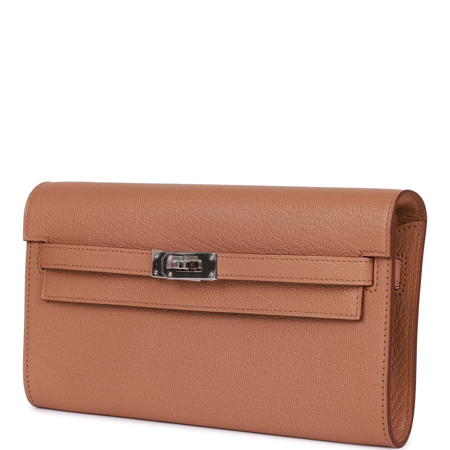 HERMES Kelly Wallet To Go Quebracho Chevre Palladium Hardware