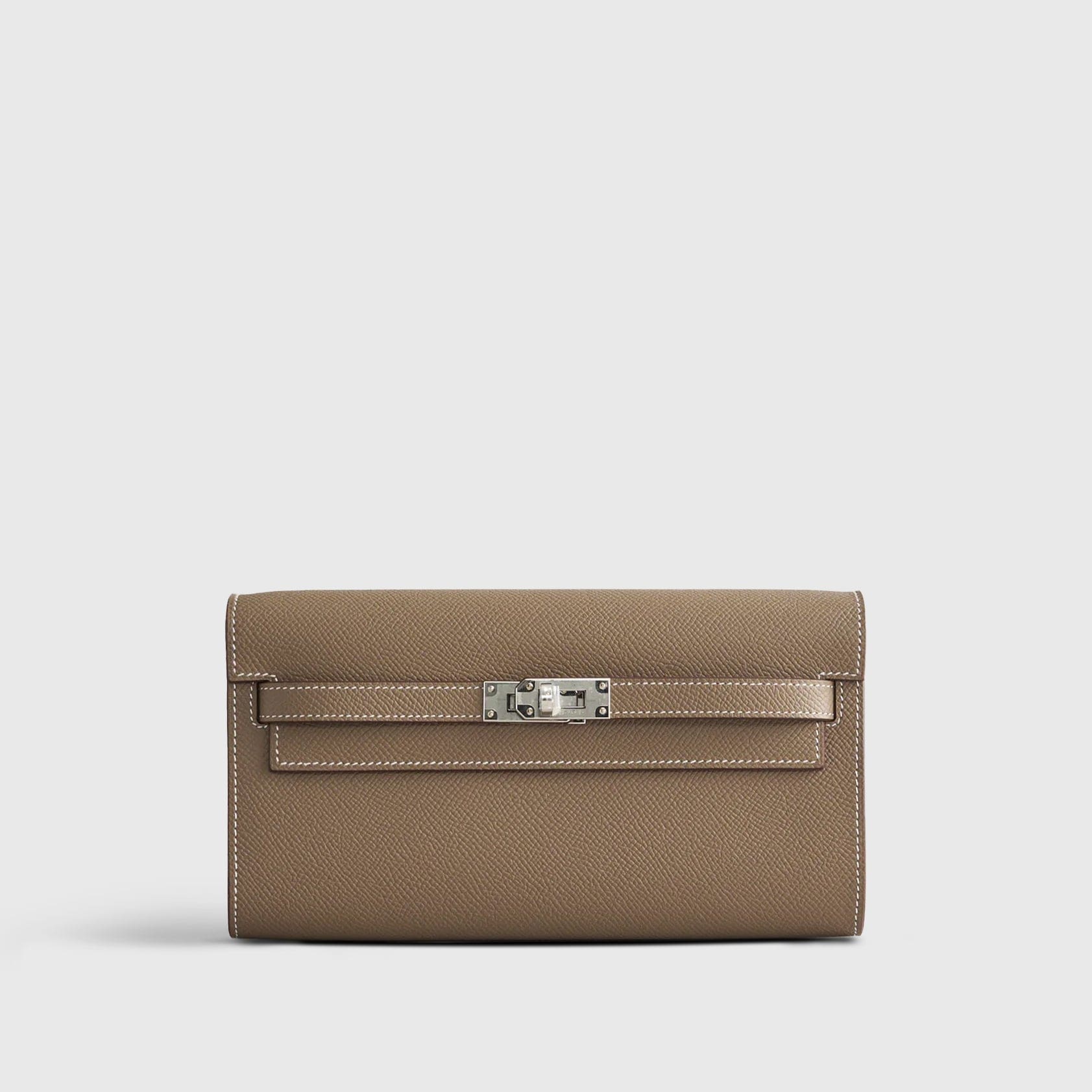 HERMES Kelly To Go Epsom Etoupe Sellier Palladium Hardware