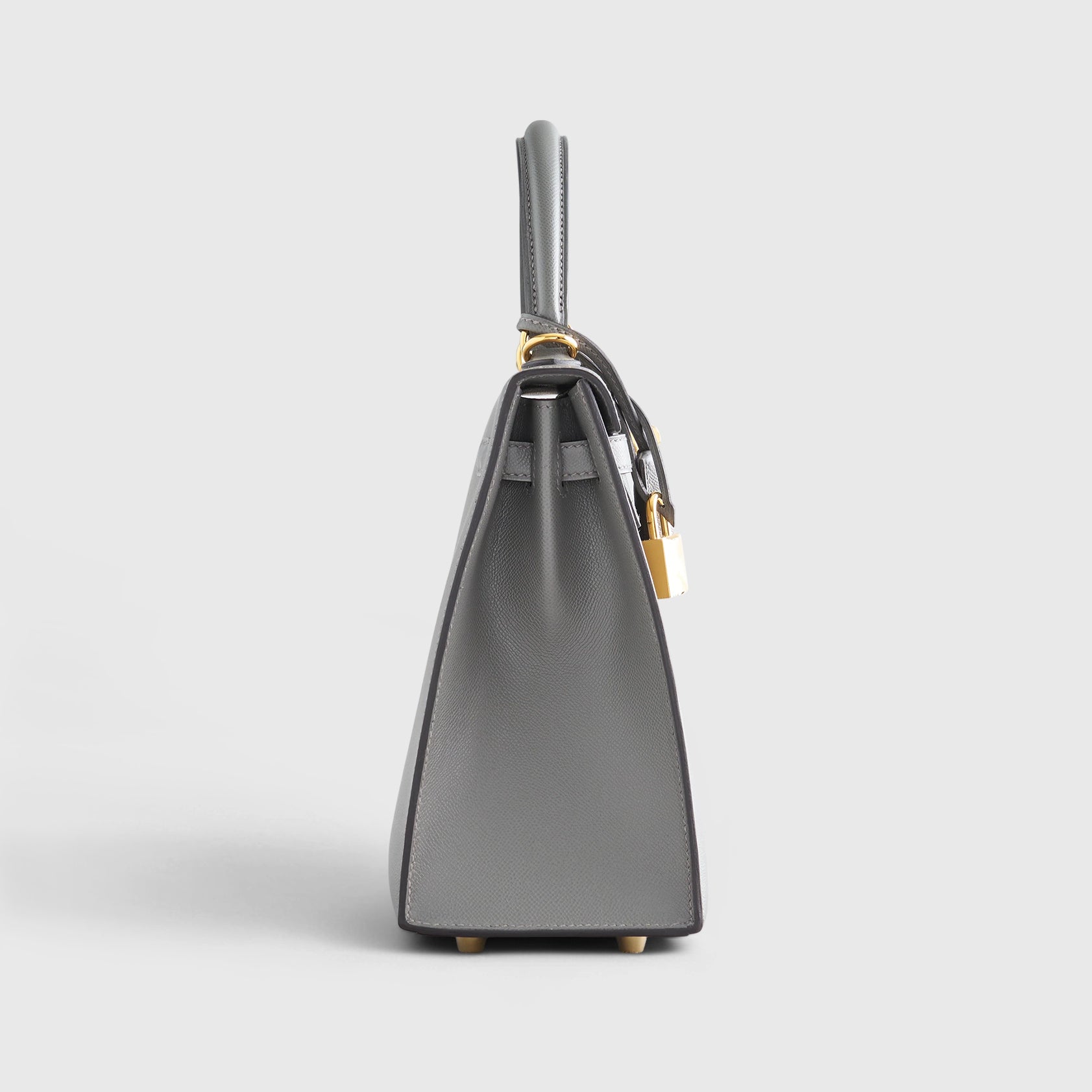 HERMES Kelly 25 Veau Madame Gris Meyer Sellier Gold Hardware