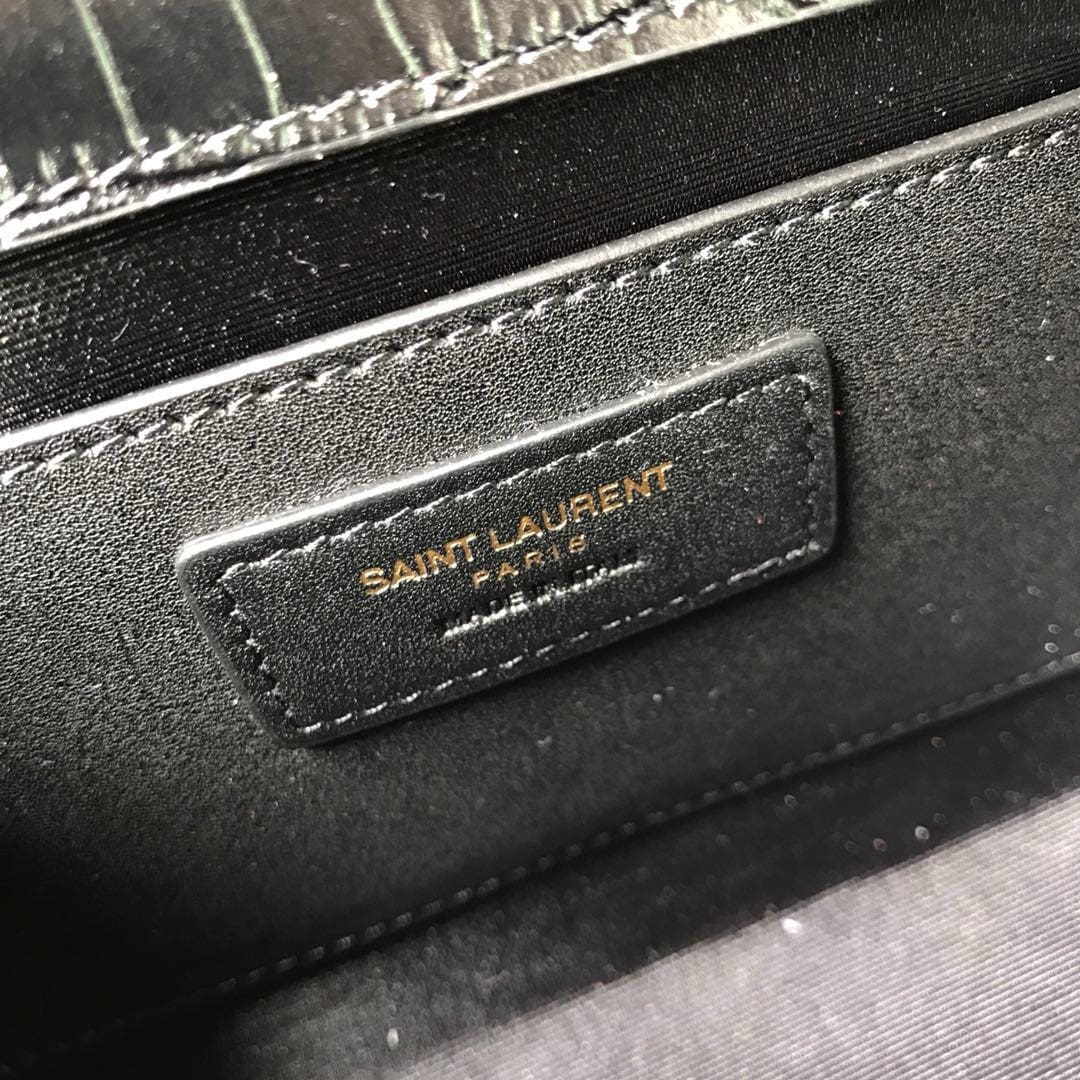 Saint Laurent Medium Kate Tassel Chain Bag In Black Crocodile Em