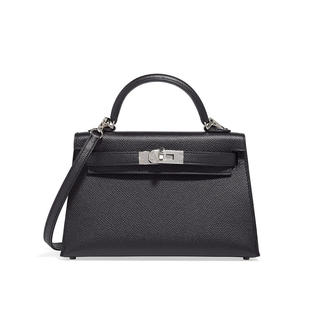 HERMES Kelly Touch Mini Lizard, Veau Madame Black Palladium Hardware