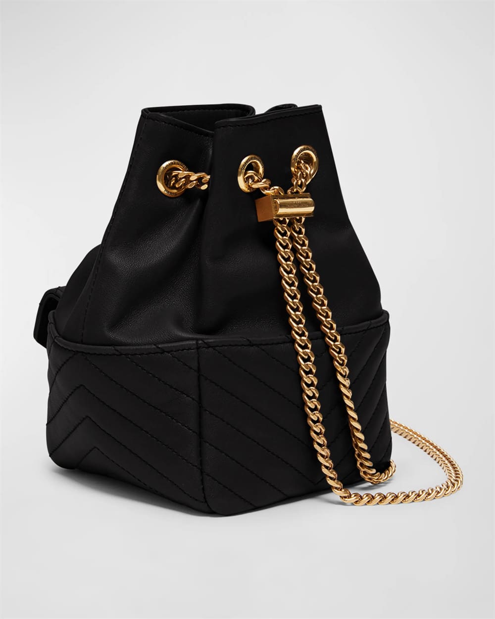 Saint Laurent Joe Mini YSL Bucket Bag with Adjustable Strap in Smooth Leather