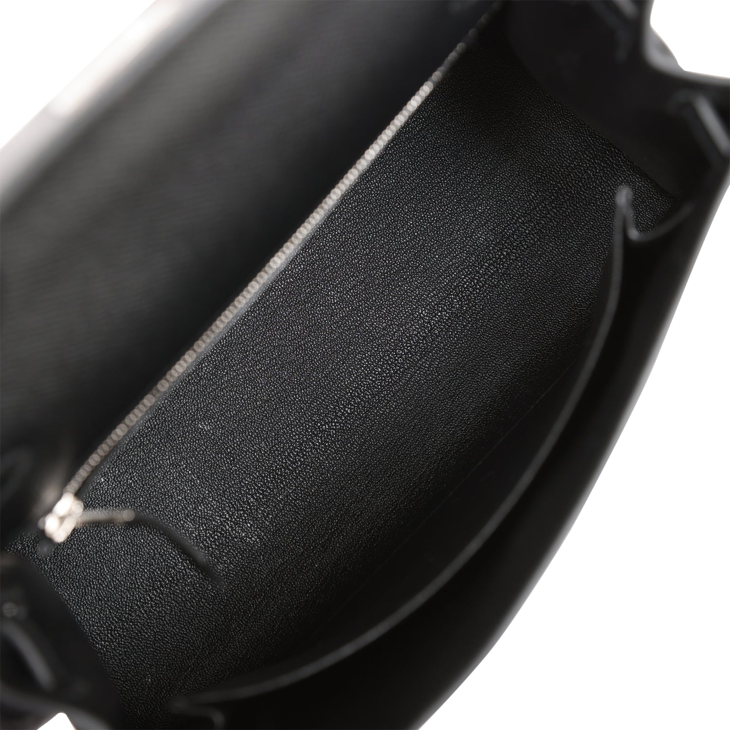 HERMES Kelly Sellier 25 Black Epsom Palladium Hardware