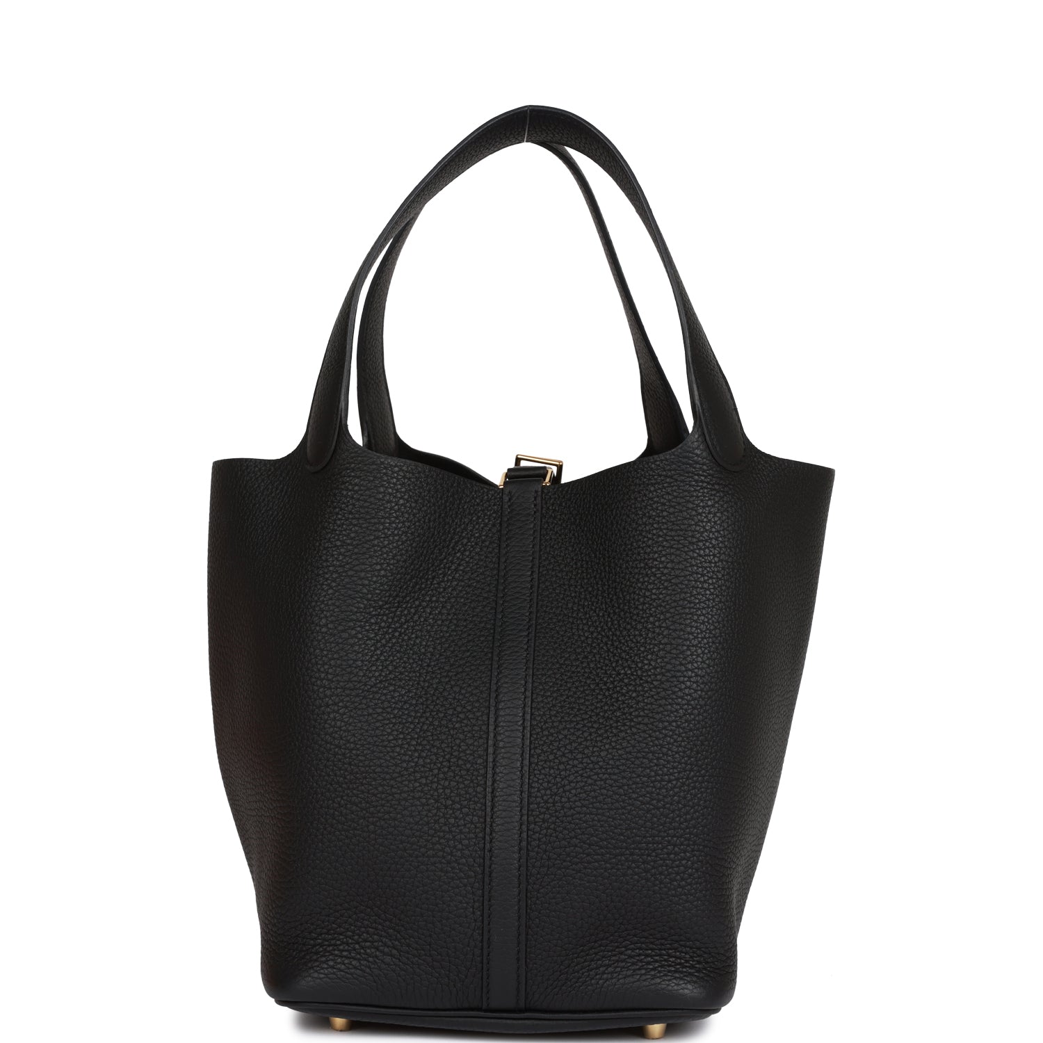HERMES Picotin Lock 22 Black Clemence Gold Hardware