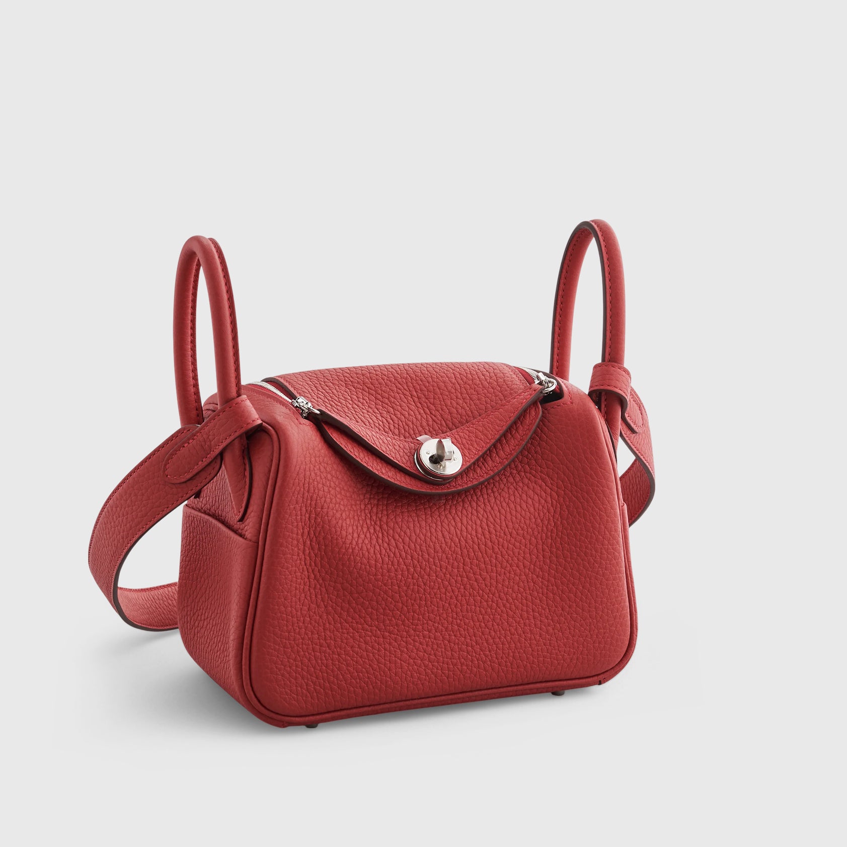HERMES Lindy 20 Clemence Vermillon Palladium Hardware