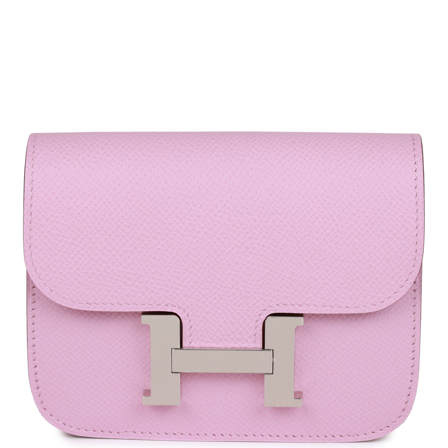 HERMES Constance Slim Wallet Mauve Syestre Epsom Palladium Hardware