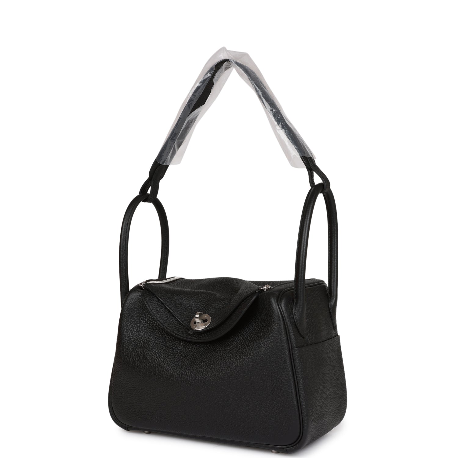 HERMES Lindy 26 Black Clemence Palladium Hardware