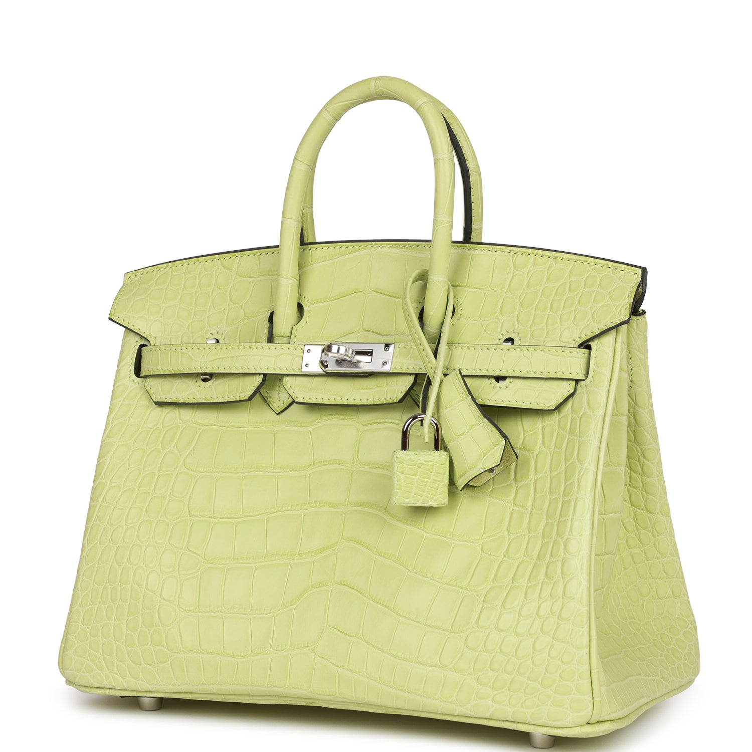 HERMES Birkin 25 Jaune Bourgeon Matte Alligator Palladium Hardware
