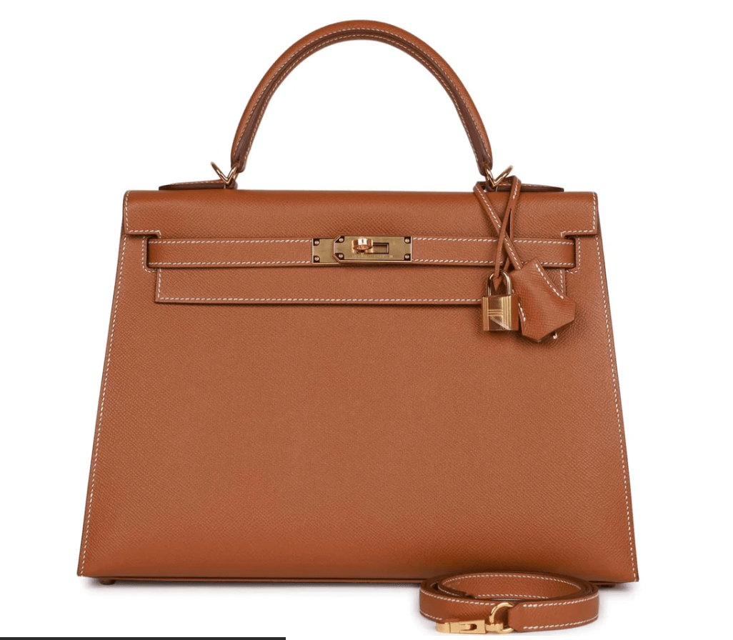 HERMES Kelly Sellier 32 Gold Epsom Gold Hardware