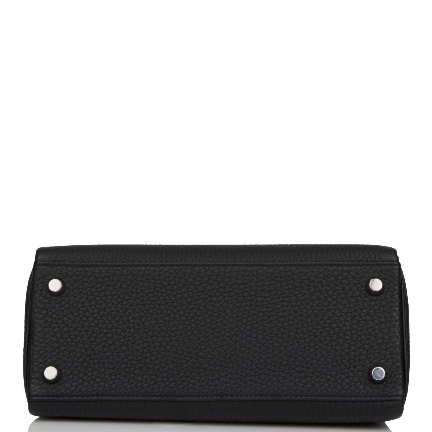 HERMES Kelly Retourne 25 Black Togo Palladium Hardware